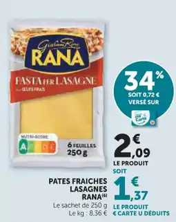 Hyper U Pates fraiches lasagnes rana offre