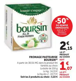 Hyper U Fromage pasteurise boursin offre
