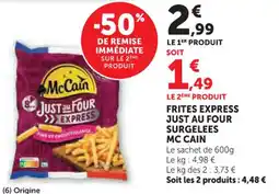 Hyper U Frites express just au four surgelees mc cain offre