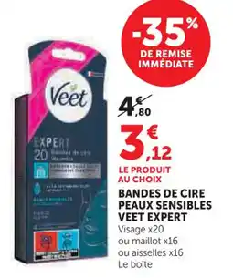 Hyper U Bandes de cire peaux sensibles veet expert offre