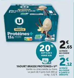 Hyper U Yaourt brasse proteines+ u offre