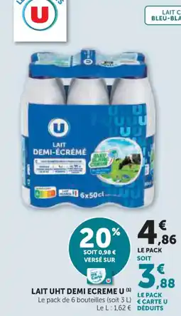 Hyper U Lait uht demi ecreme u offre