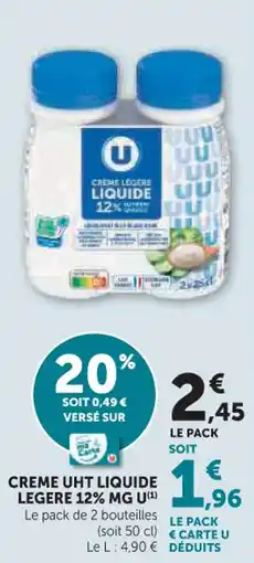 Hyper U Creme uht liquide legere 12% mg u offre