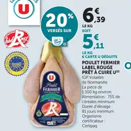 Hyper U Poulet fermier label rouge prêt à cuire u offre