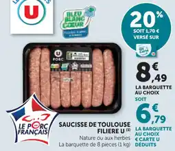 Hyper U Saucisse de toulouse filiere u offre