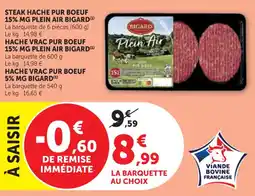Hyper U Steak hache pur boeuf 15% mg plein air bigard offre