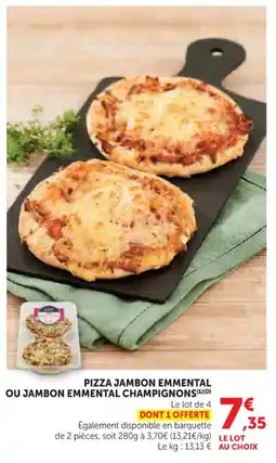 Hyper U Pizza jambon emmental ou jambon emmental champignons offre