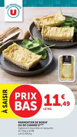 Hyper U Parmentier de boeuf ou de canard u offre