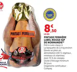 Hyper U Pintade fermière label rouge igp de normandie offre