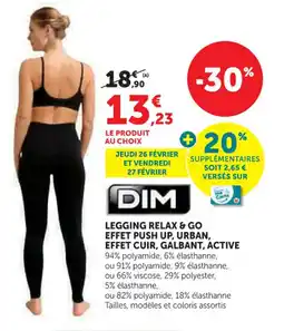 Hyper U Dim legging relax & go effet push up urban effet cuir galbant active offre