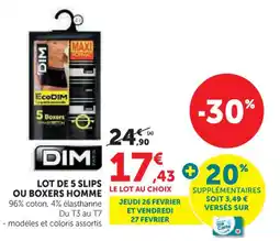 Hyper U Dim lot de 5 slips ou boxers homme offre