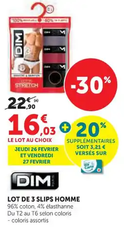 Hyper U Dim lot de 3 slips homme offre