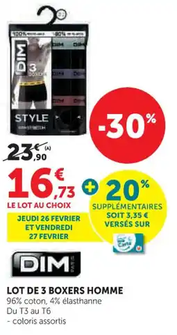 Hyper U Dim lot de 3 boxers homme offre