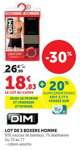 Hyper U Dim lot de 3 boxers homme offre