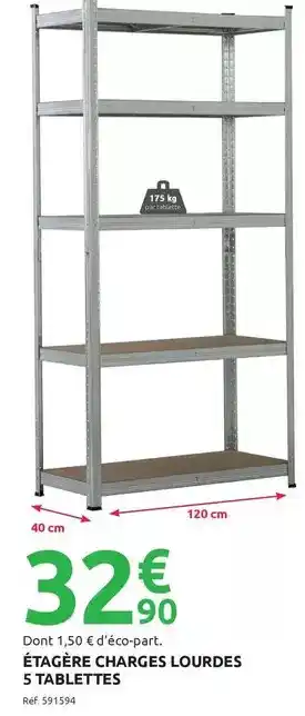 Étagère charges lourdes 5 tablettes