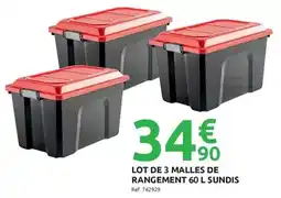 Mr Bricolage Sundis - lot de 3 malles de rangement 60 l offre