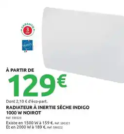 Mr Bricolage Noirot - radiateur à inertie sèche indigo 1000 w offre