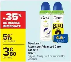 Carrefour Market Dove - déodorant atomiseur advanced care lot de 2 offre