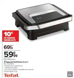 Carrefour Appareil grill/panini 2 en 1 offre