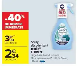 Carrefour Market Spray désodorisant textile FEBREZE offre