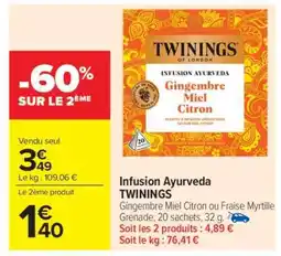 Carrefour Market Infusion Ayurveda Twinings offre