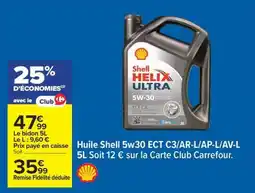 Carrefour Huile Shell 5w30 ECT C3/AR-L/AP-L/AV-L 5L offre