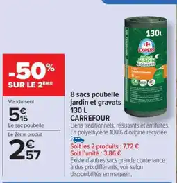 Carrefour Market 8 sacs poubelle jardin et gravats 130 L CARREFOUR offre