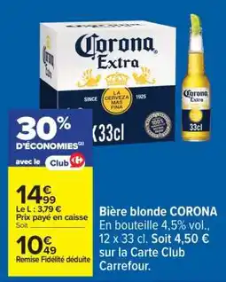 Carrefour BIÈRE BLONDE “CORONA” offre