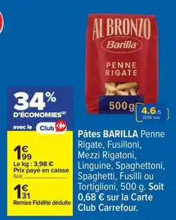 Carrefour PÂTES BARILLA offre