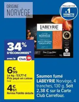 Carrefour Saumon fumé LABEYRIE Norvège offre