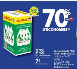 Carrefour Lessive liquide XXL PACK Ariel offre