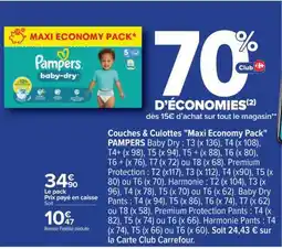 Carrefour Pampers Baby-Dry Maxi Economy Pack offre