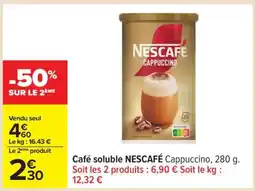 Carrefour Café soluble NESCAFÉ Cappuccino, 280 g offre