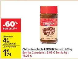 Carrefour Chicorée soluble LEROUX Nature, 200 g offre