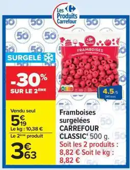 Carrefour Framboises surgelées CARREFOUR CLASSIC' 500 g offre