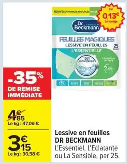 Carrefour Lessive en feuilles DR BECKMANN offre