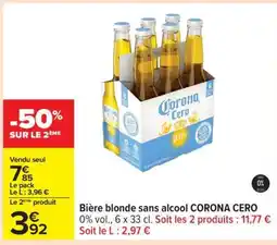 Carrefour Bière blonde sans alcool CORONA CERO offre
