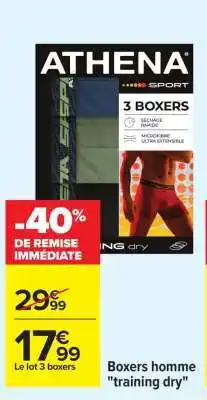 Carrefour Boxers homme Training Dry offre