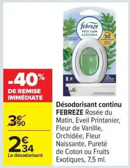 Carrefour Désodorisant continu FEBREZE offre