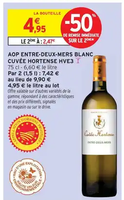 Intermarché Cuvée hortense aop entre-deux-mers blanc hve3 offre