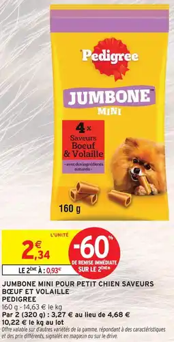 Intermarché Pedigree jumbone mini pour petit chien saveurs bœuf et volaille offre