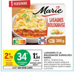 Intermarché Marie lasagnes à la bolognaise surgelées offre