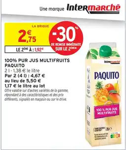 Intermarché Paquito 100% pur jus multifruits offre