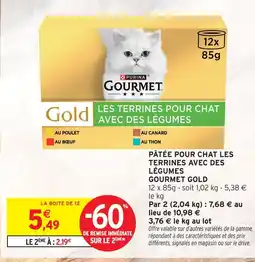 Intermarché Gourmet gold pâtée pour chat les terrines avec des légumes offre