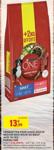 Intermarché Purina one croquettes pour chien adulte medium maxi riche en bœuf avec du riz offre