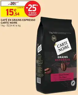 Intermarché Carte noire café en grains espresso offre