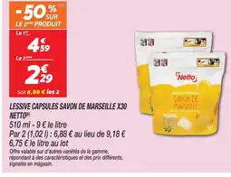 Netto Netto lessive capsules savon de marseille x30 offre