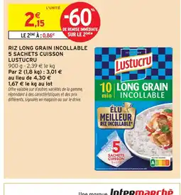 Intermarché Lustucru riz long grain incollable 5 sachets cuisson offre