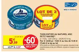 Intermarché Petit navire thon entier au naturel msc offre