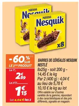 Netto Nestlé barres de céréales nesquik offre